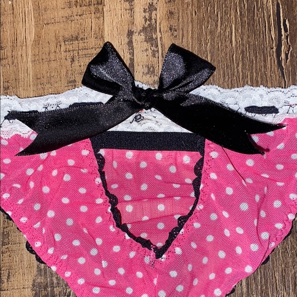 Pink and Black Polka Dot Lingerie Set - Picture 8 of 11